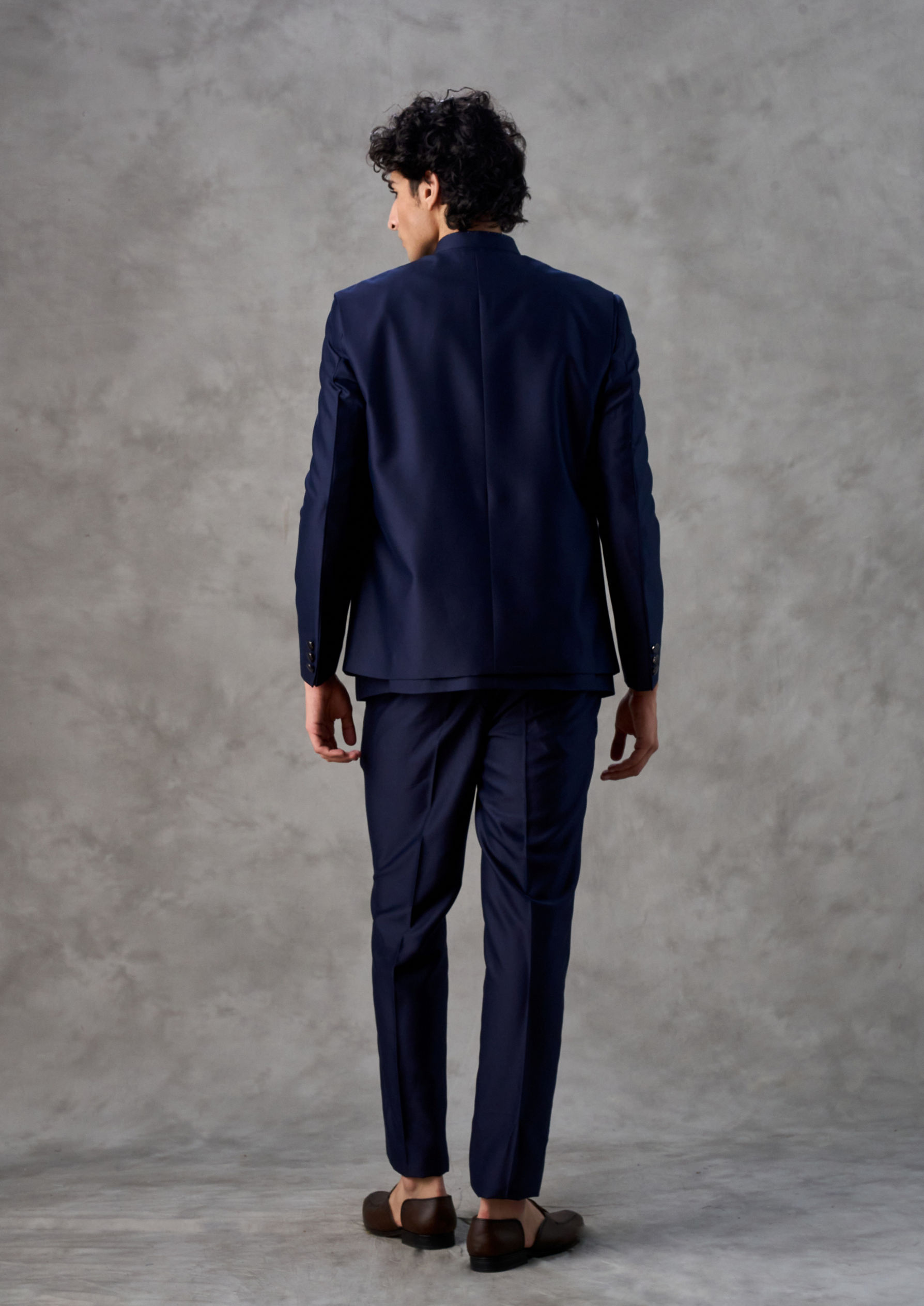 Twamev Men Royal Blue Gleam Jodhpuri Set