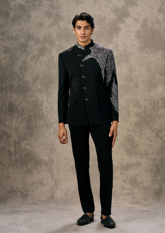 Twamev Men Regal Black Jodhpuri Set
