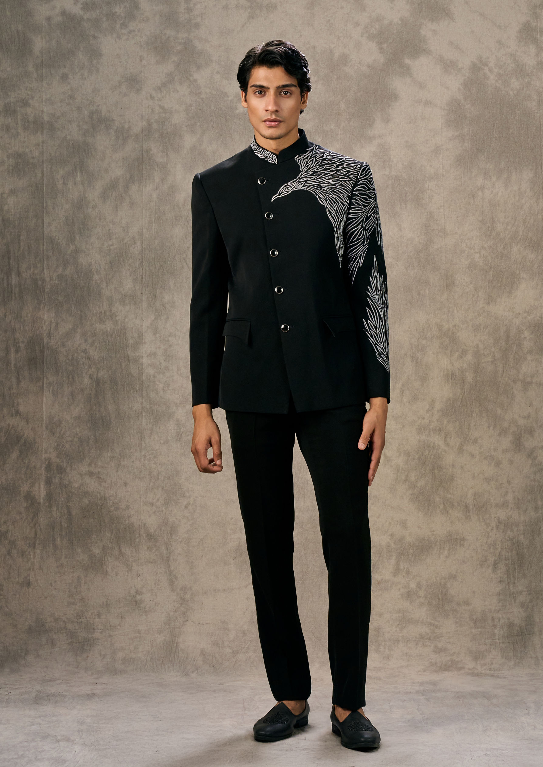 Twamev Men Regal Black Jodhpuri Set