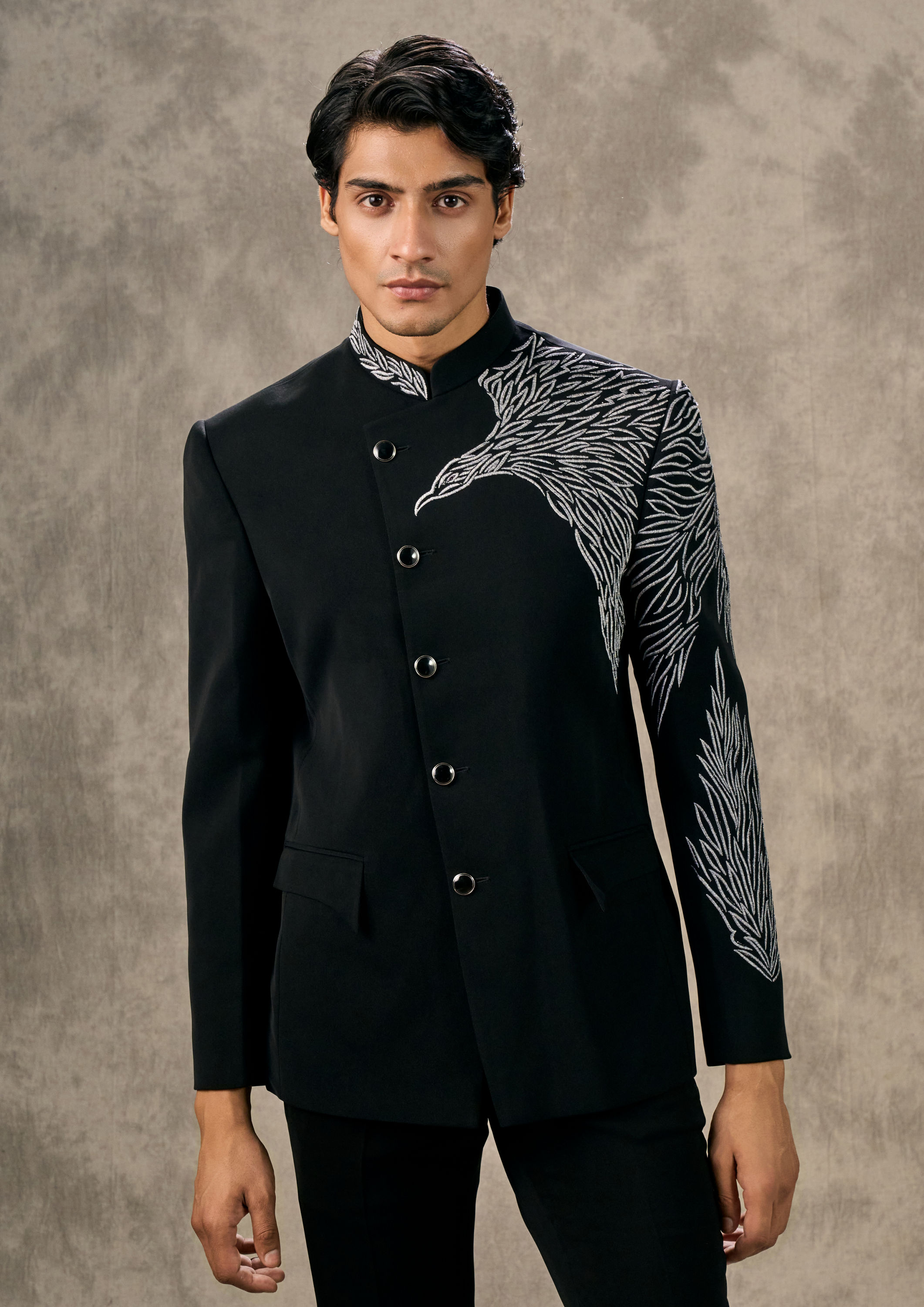 Twamev Men Regal Black Jodhpuri Set