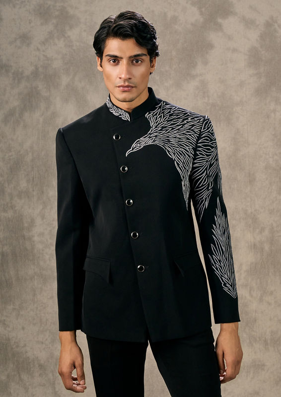 Twamev Men Regal Black Jodhpuri Set