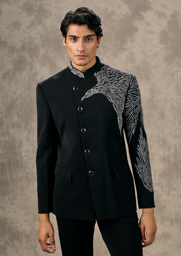 Twamev Men Regal Black Jodhpuri Set