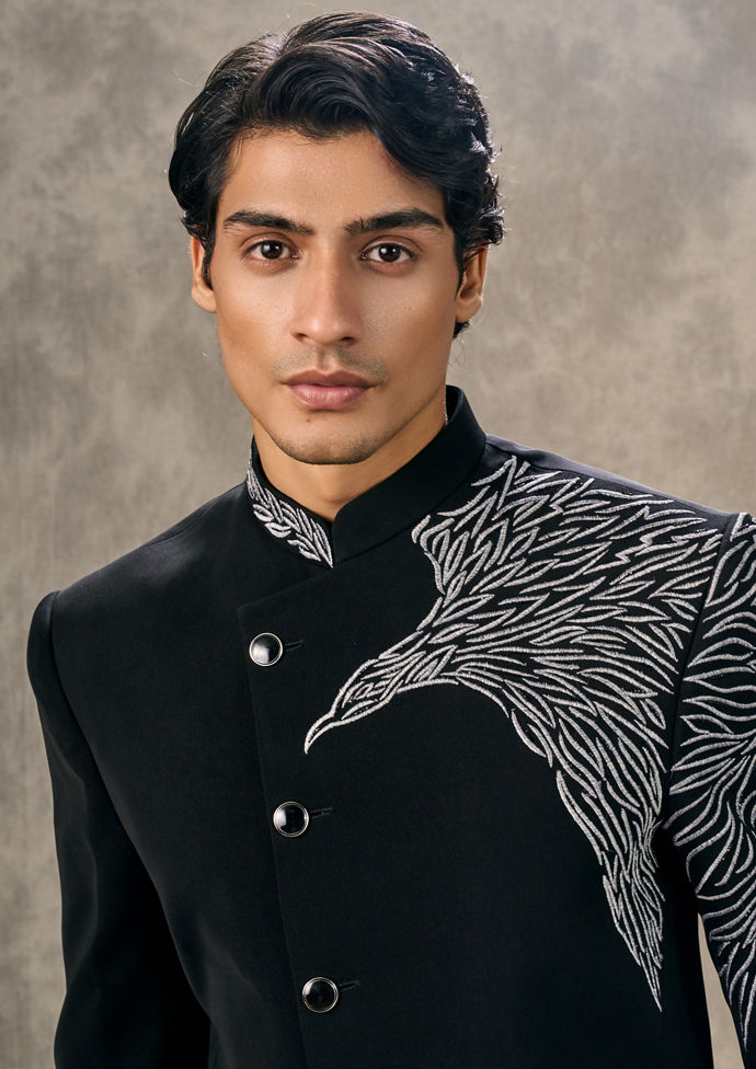 Twamev Men Regal Black Jodhpuri Set