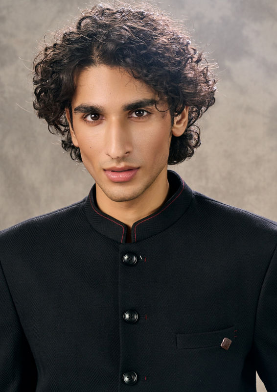 Twamev Men Elegant Black Jodhpuri Set