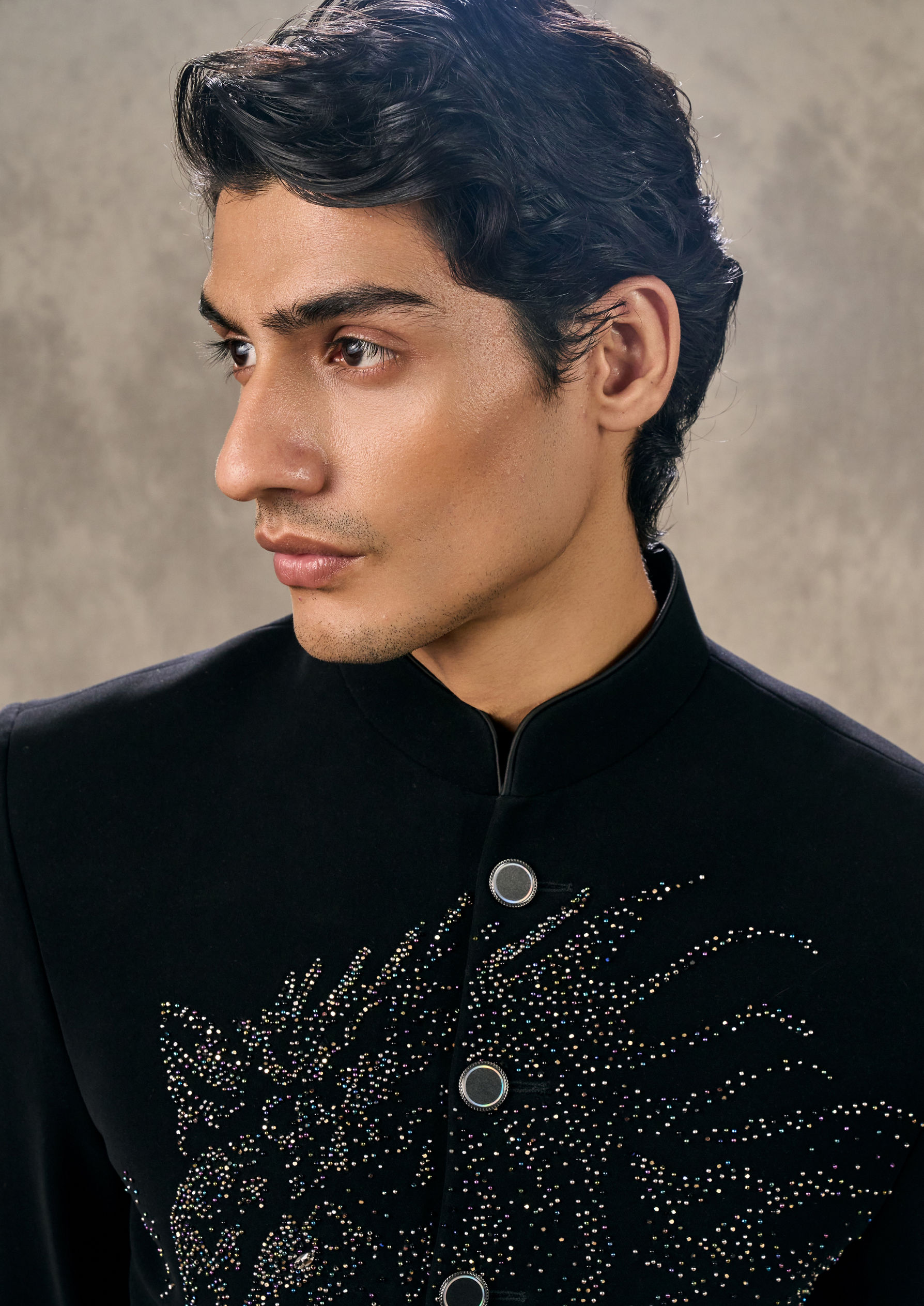 Twamev Men Black Elegance Jodhpuri Set
