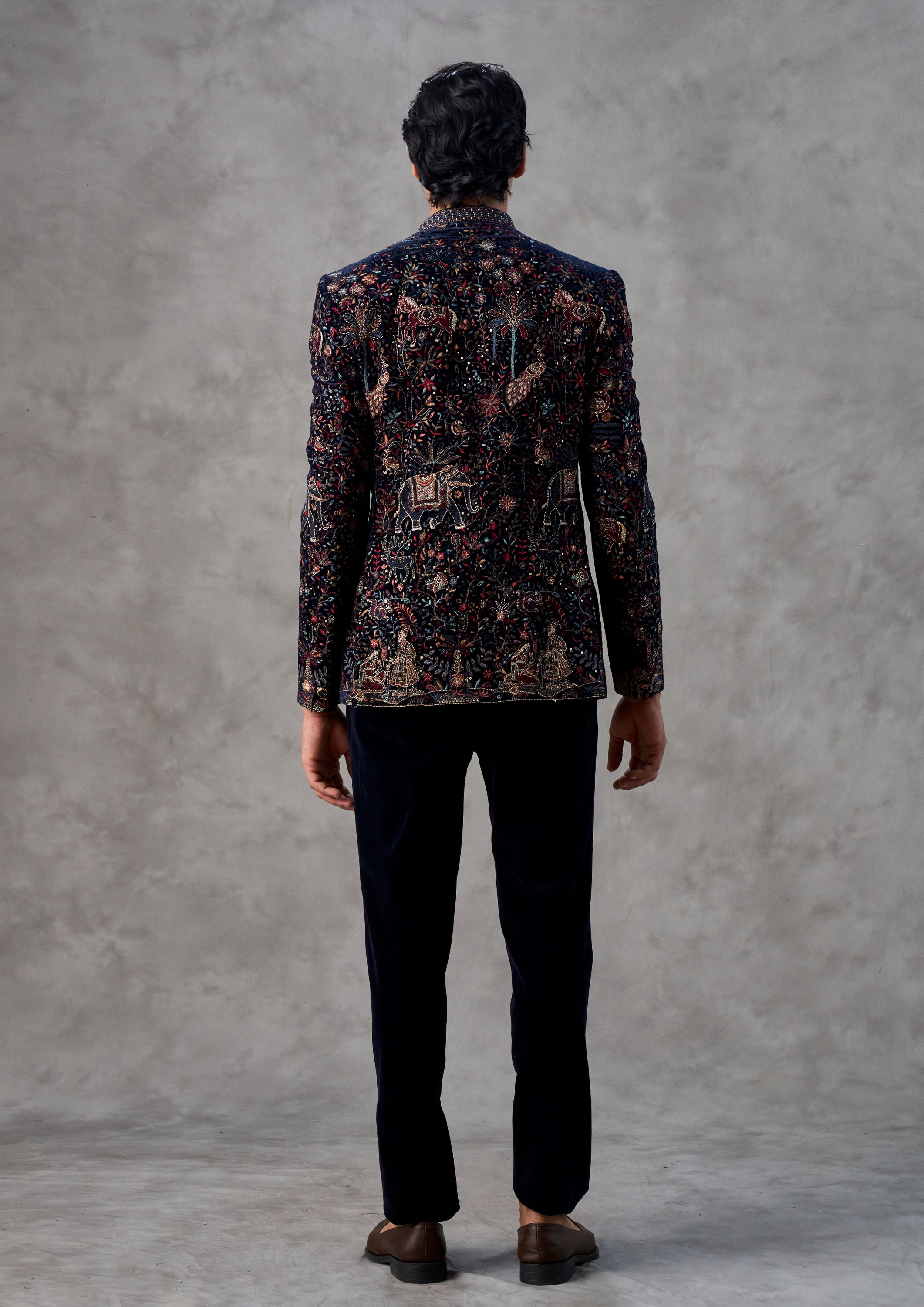 Twamev Men Velvety Royal Blue Jodhpuri Set