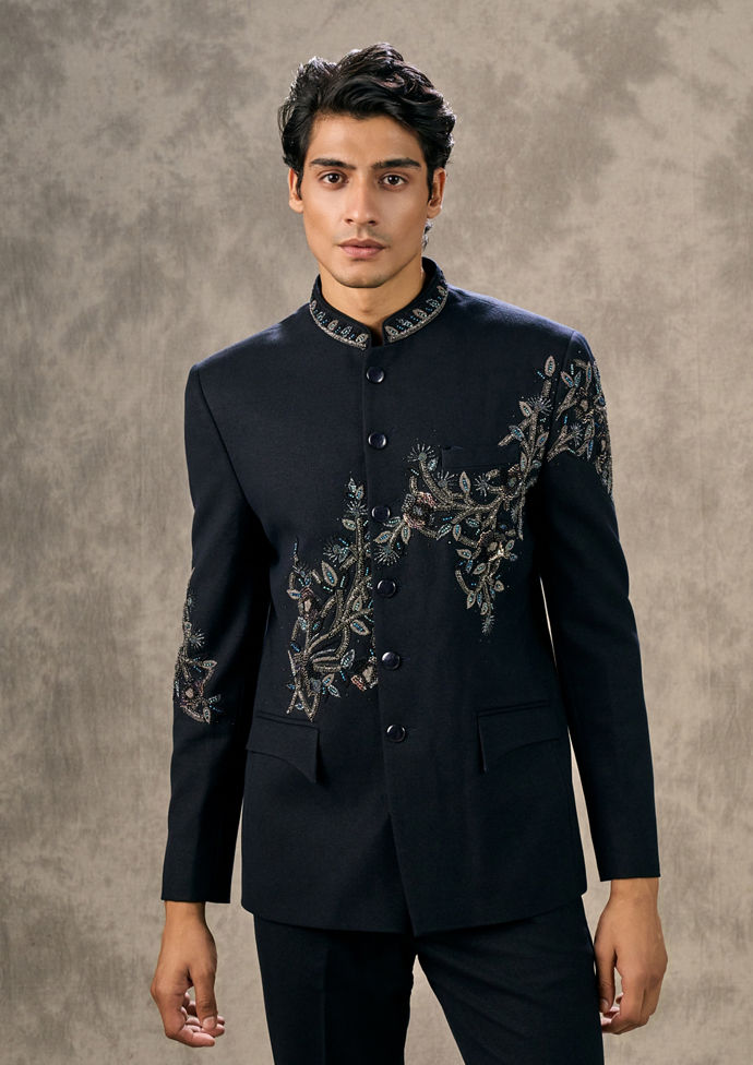 Twamev Men Dark Blue Elegance Jodhpuri Set