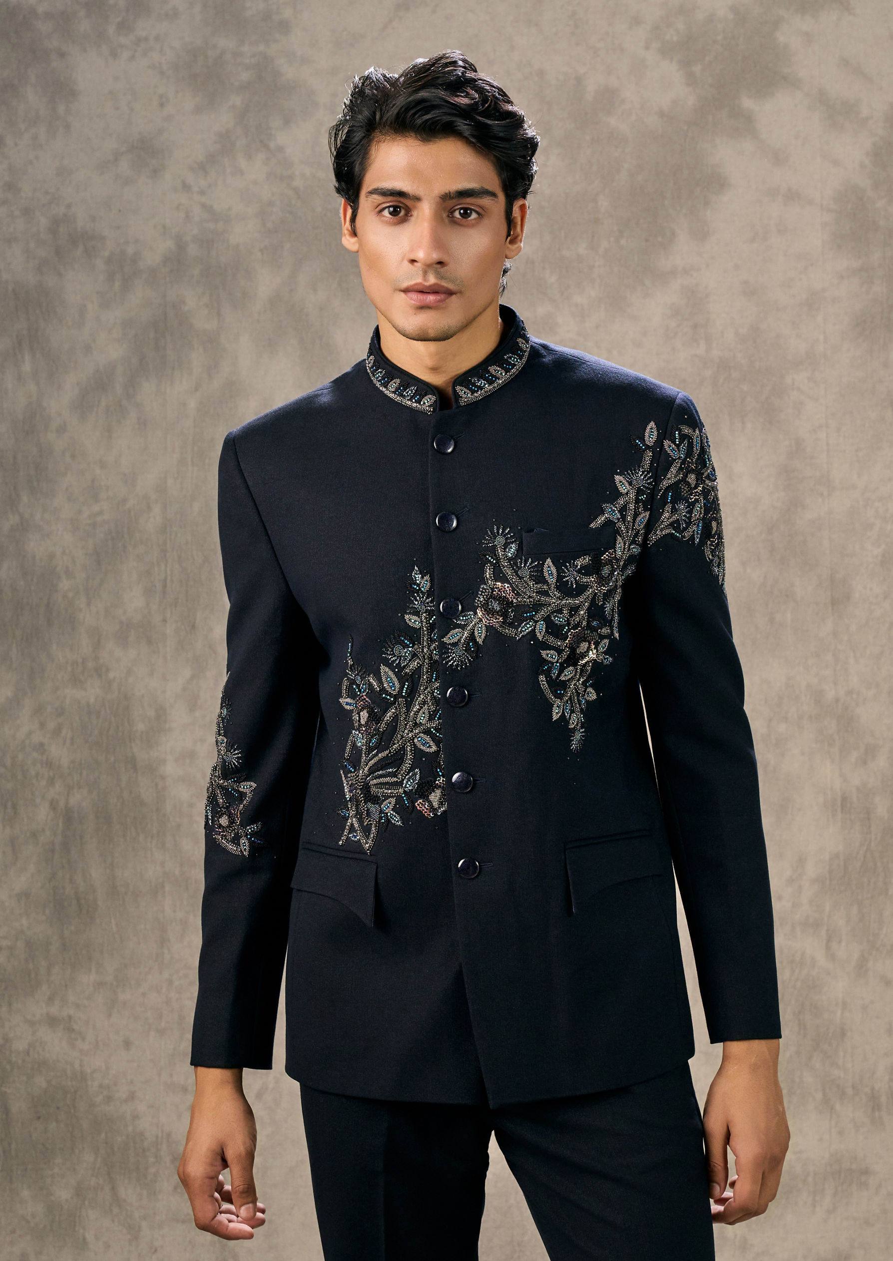 Twamev Men Dark Blue Elegance Jodhpuri Set