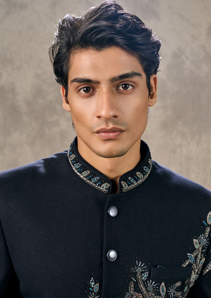 Twamev Men Dark Blue Elegance Jodhpuri Set
