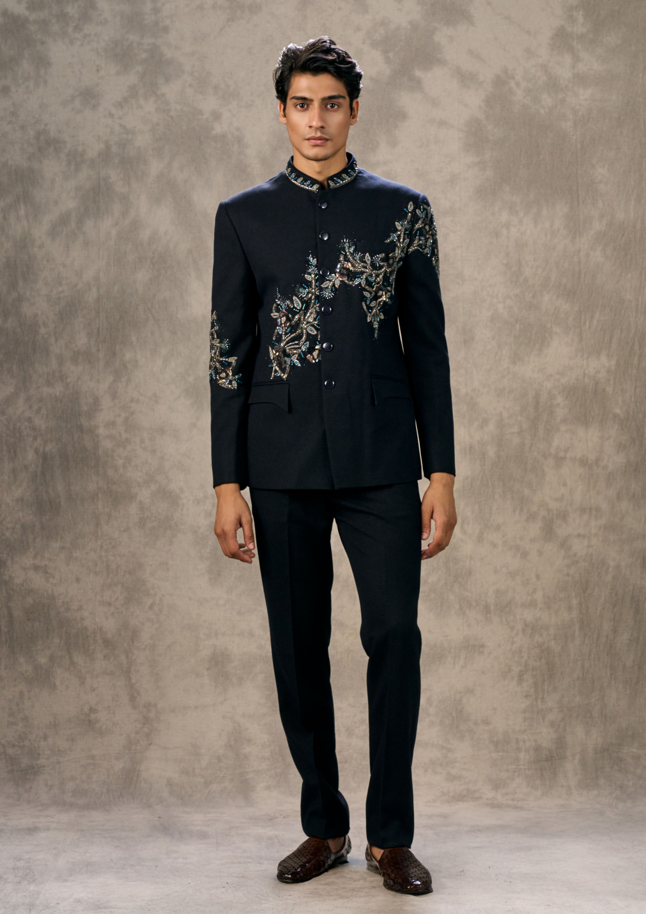 Twamev Men Dark Blue Elegance Jodhpuri Set