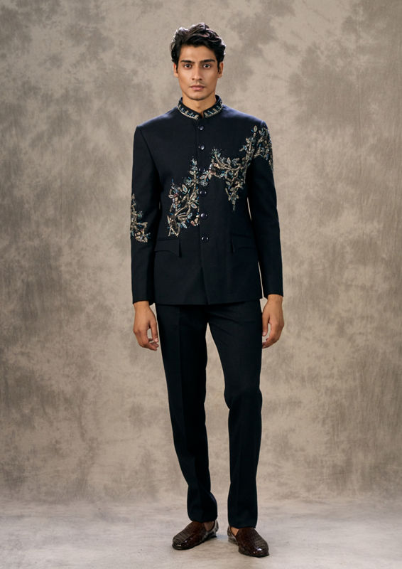Twamev Men Dark Blue Elegance Jodhpuri Set