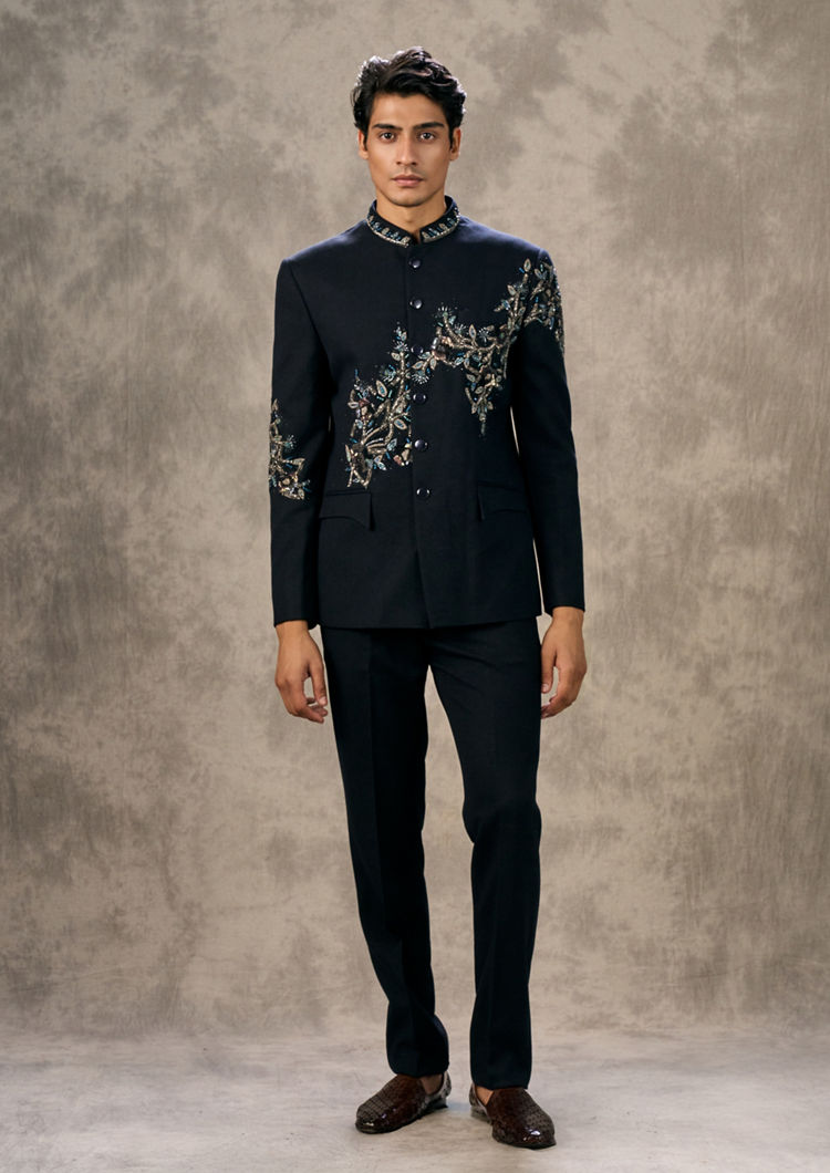 Twamev Men Dark Blue Elegance Jodhpuri Set