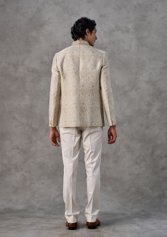 Twamev Men Elegant Cream Jodhpuri Set