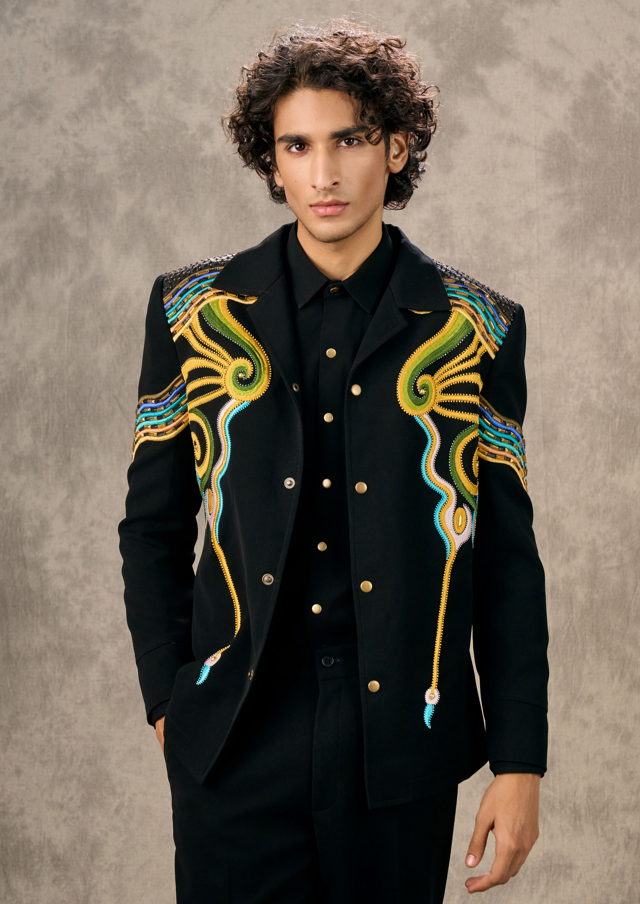 Twamev Men Dreamy Dark Blue Elegance Suit Set