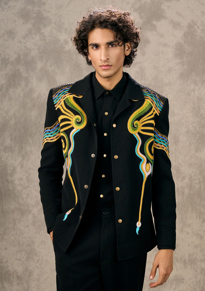 Twamev Men Dreamy Dark Blue Elegance Suit Set
