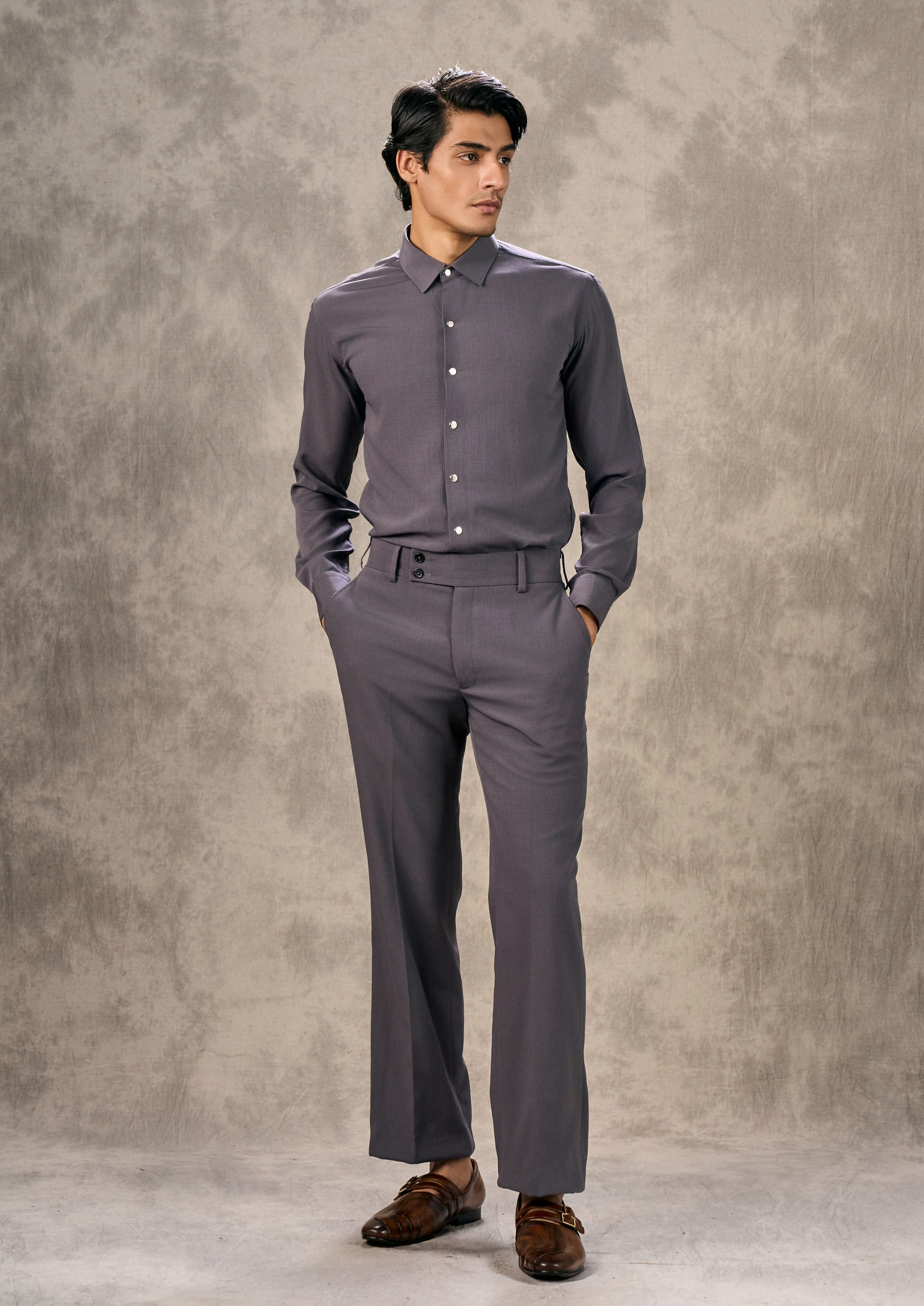 Twamev Men Dark Grey Elegance Suit Set