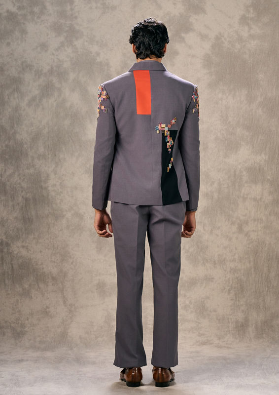 Twamev Men Dark Grey Elegance Suit Set