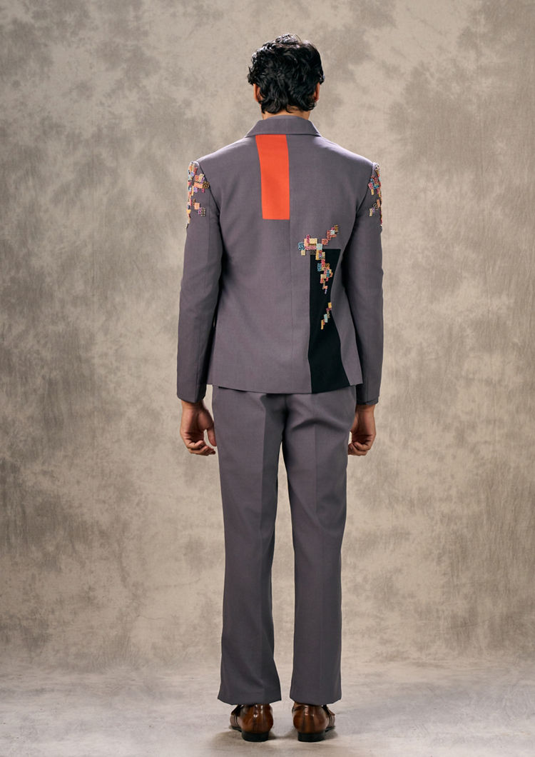 Twamev Men Dark Grey Elegance Suit Set