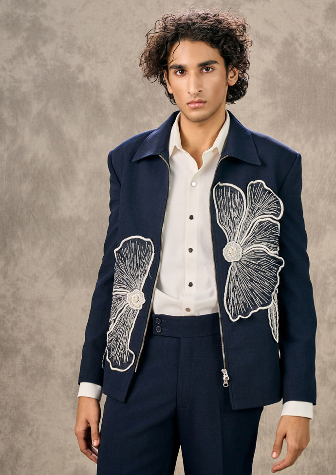 Twamev Men Dark Blue Stylish Suit Set