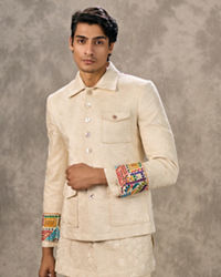 Twamev Men Cream Elegance Suit Set
