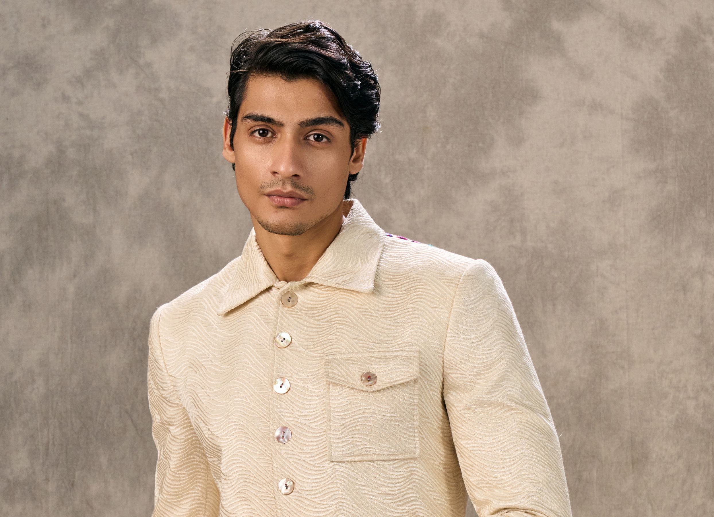 Twamev Men Cream Elegance Suit Set