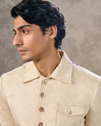 Twamev Men Cream Elegance Suit Set