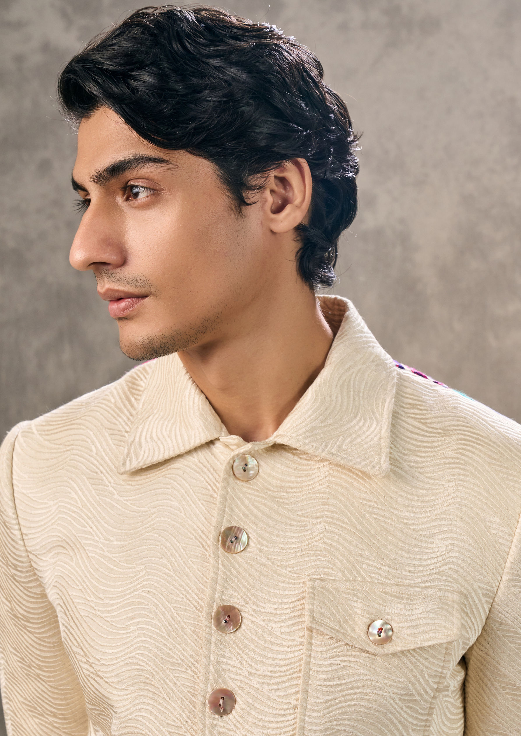 Twamev Men Cream Elegance Suit Set