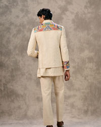 Twamev Men Cream Elegance Suit Set