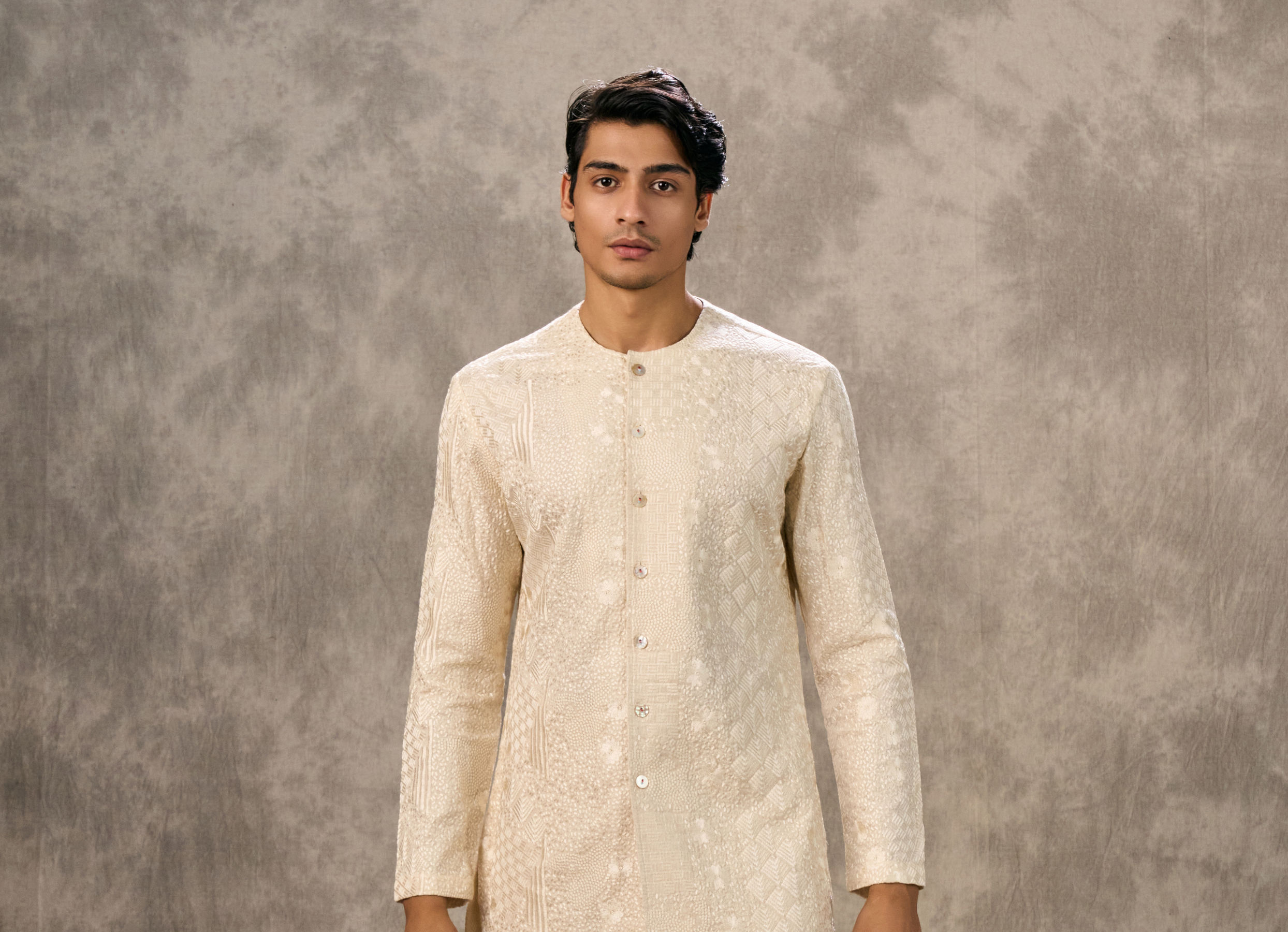 Twamev Men Cream Elegance Suit Set