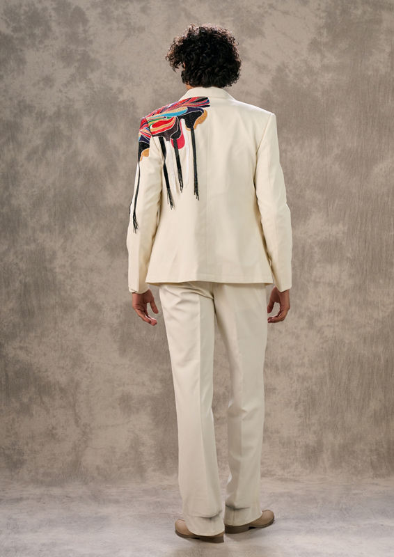 Twamev Men Cream-Coloured Sumptuous Suit Set
