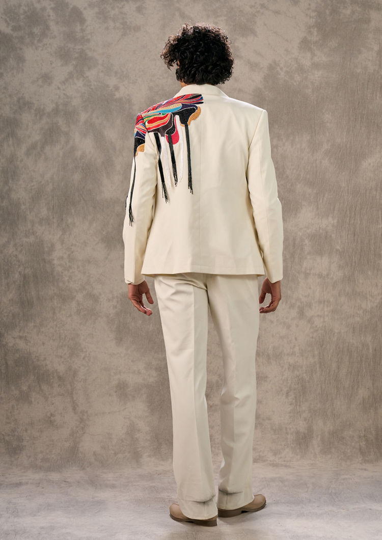 Twamev Men Cream-Coloured Sumptuous Suit Set