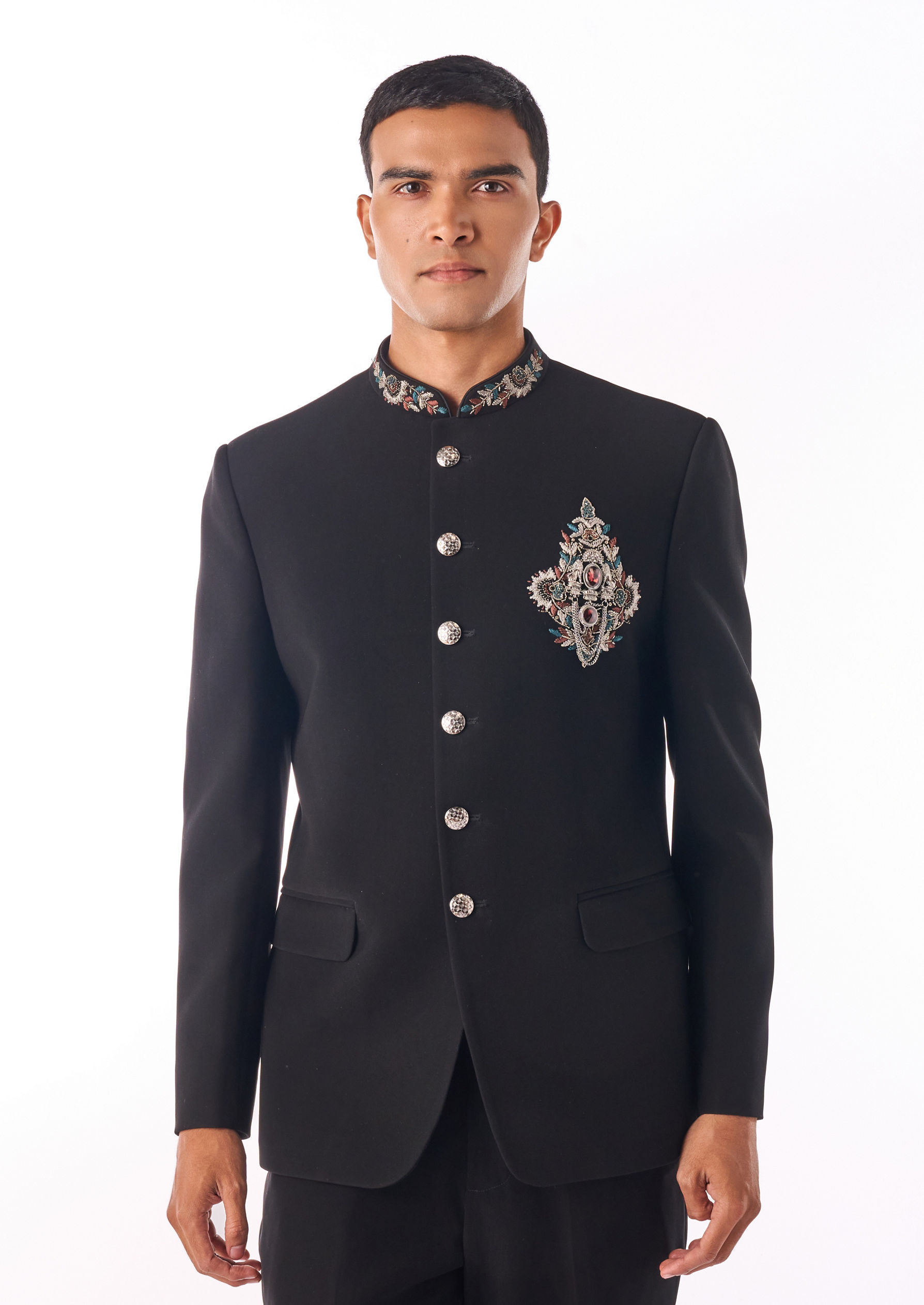 Twamev Men Black Beaded Jodhpuri