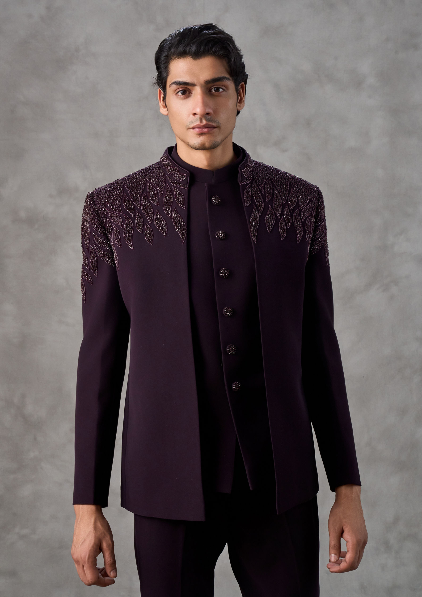 Twamev Men Regal Wine Jodhpuri Set