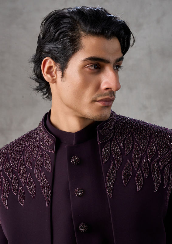 Twamev Men Regal Wine Jodhpuri Set