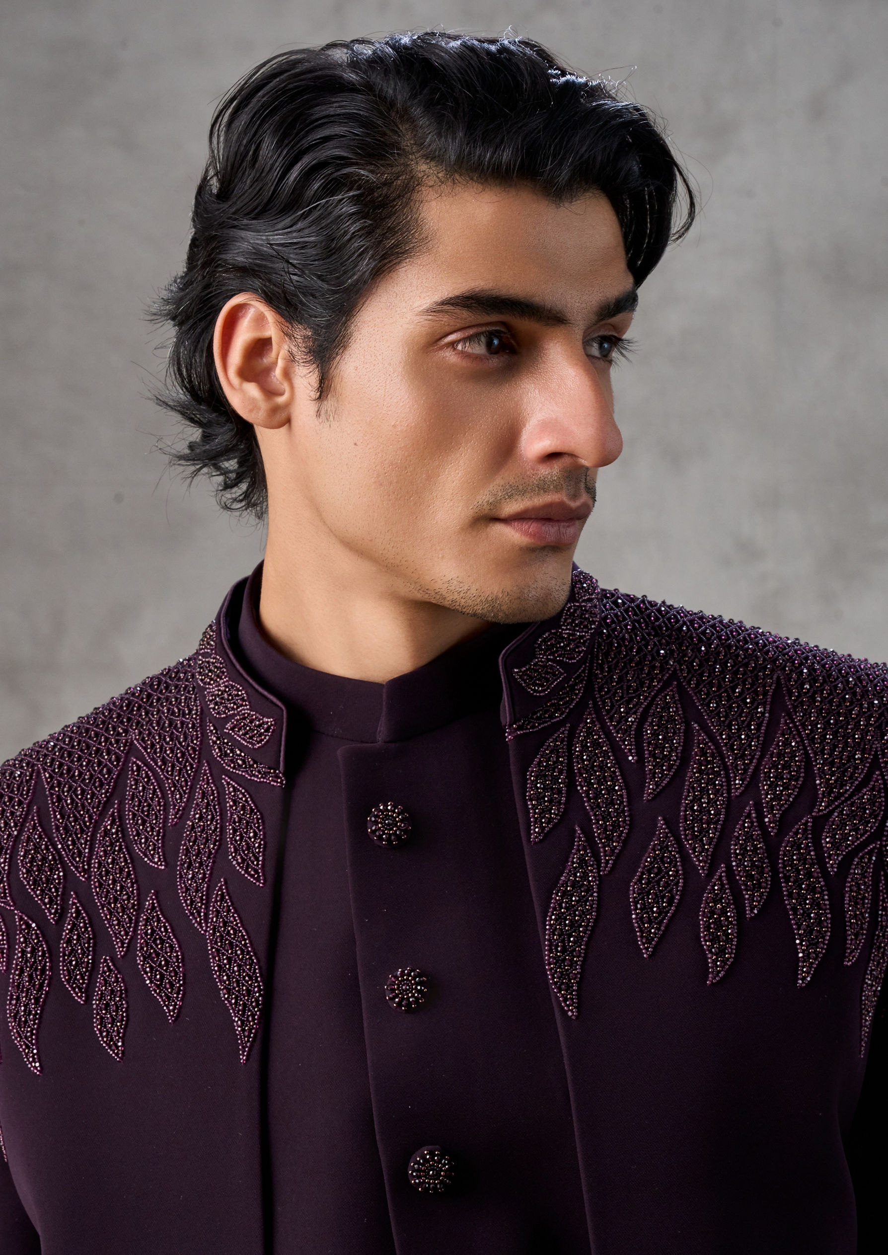 Twamev Men Regal Wine Jodhpuri Set