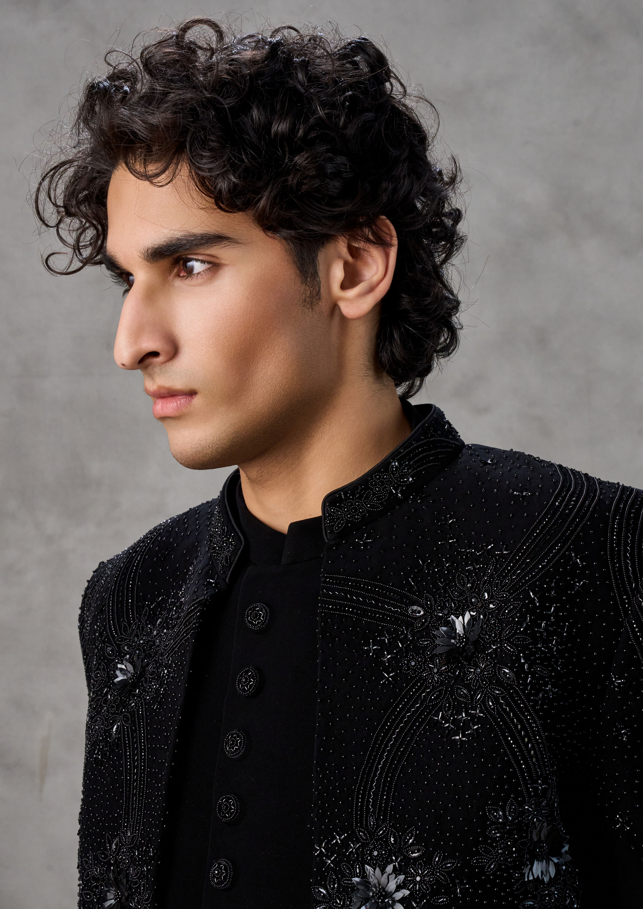 Twamev Men Black Elegance Jodhpuri Set