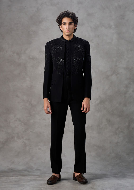 Twamev Men Black Elegance Jodhpuri Set