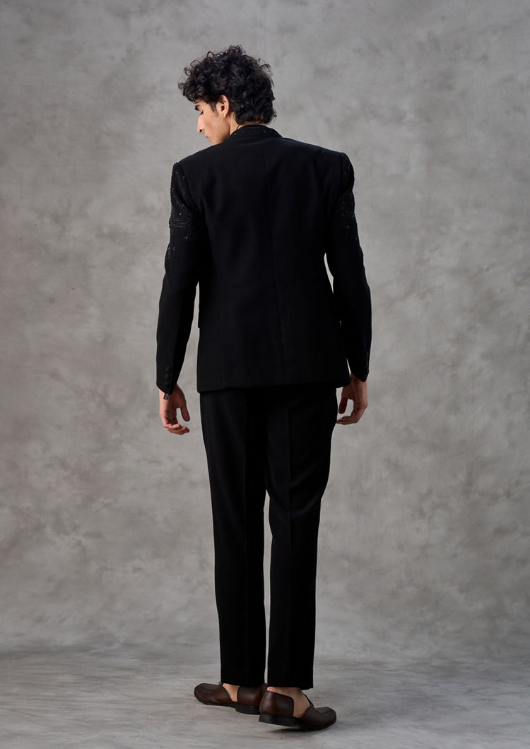 Twamev Men Black Elegance Jodhpuri Set