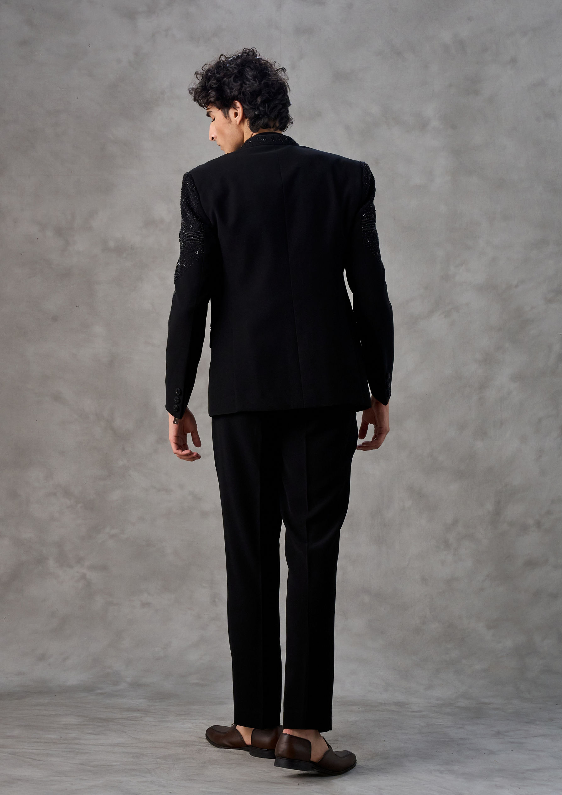 Twamev Men Black Elegance Jodhpuri Set