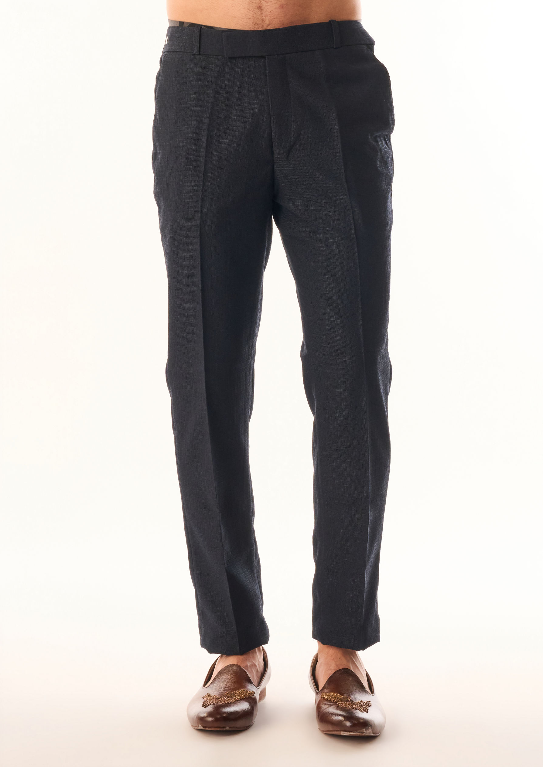 Twamev Men Dark Blue Art Silk Jodhpuri Set with Embroidery