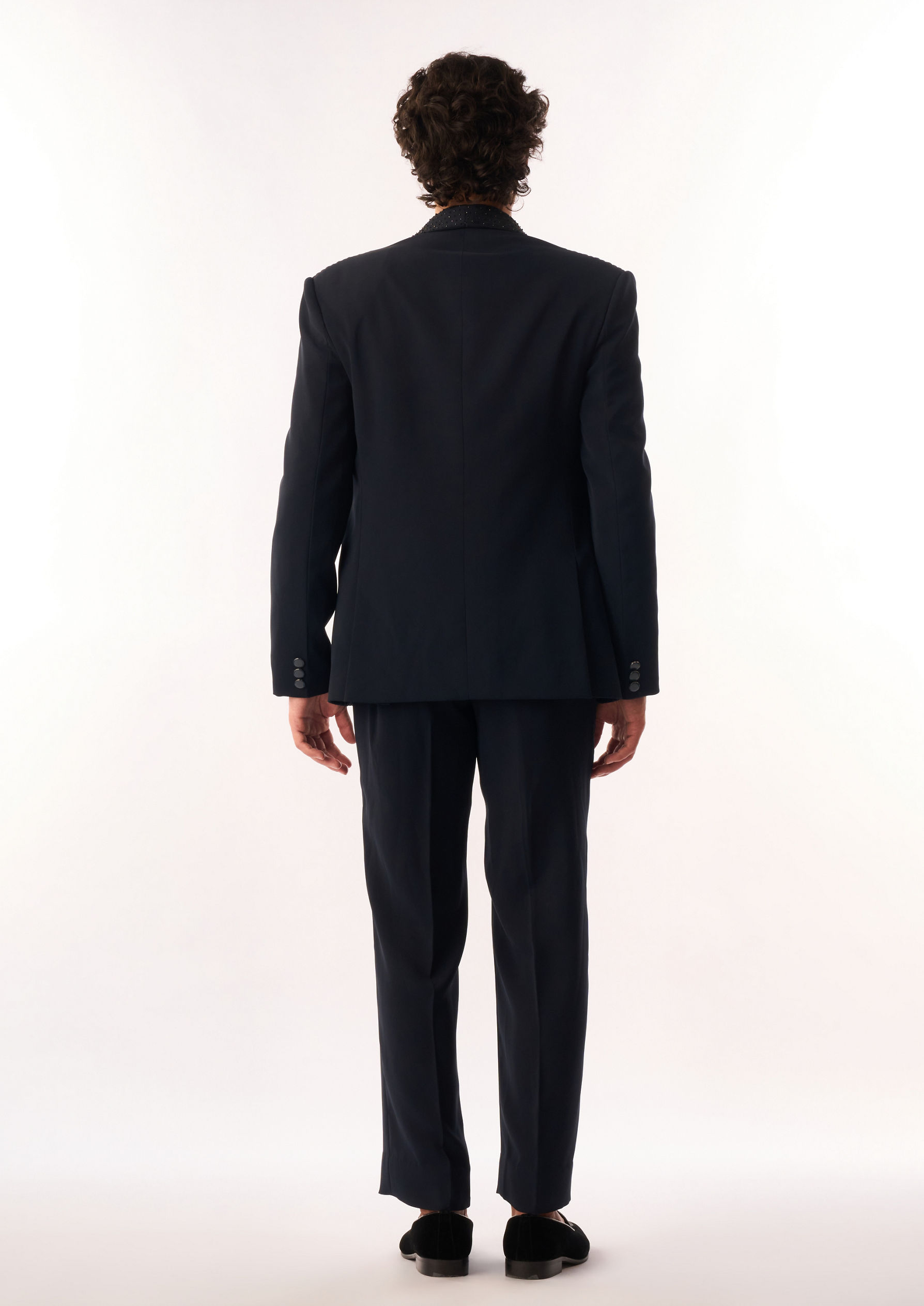 Twamev Men Dark Blue Rayon Bomber Jacket with Embroidery