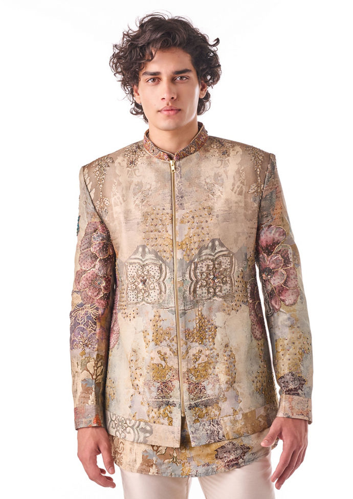 Twamev Men Beige Heritage Bomber Suit