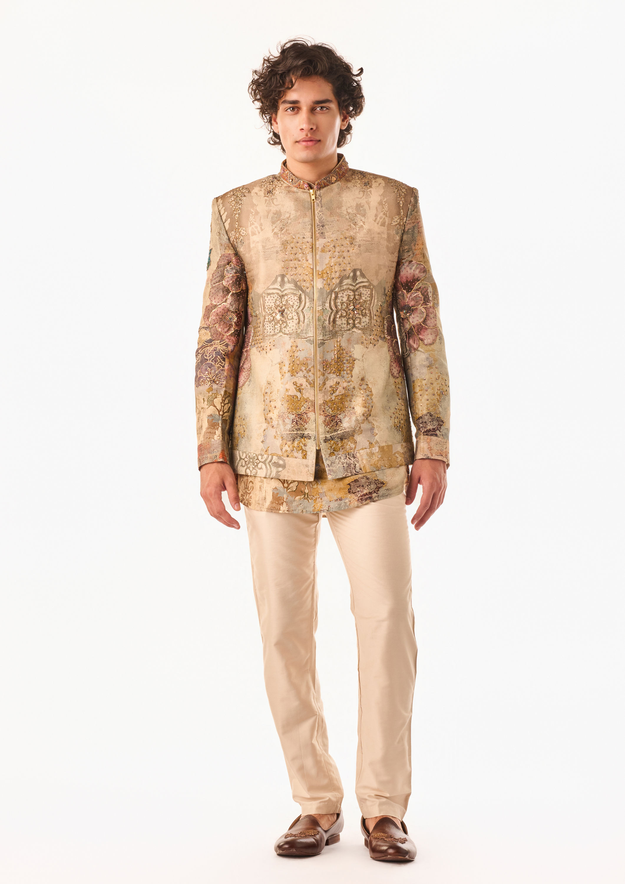 Twamev Men Beige Heritage Bomber Suit