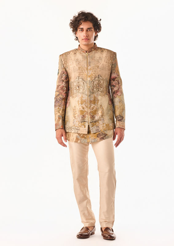 Twamev Men Beige Heritage Bomber Suit