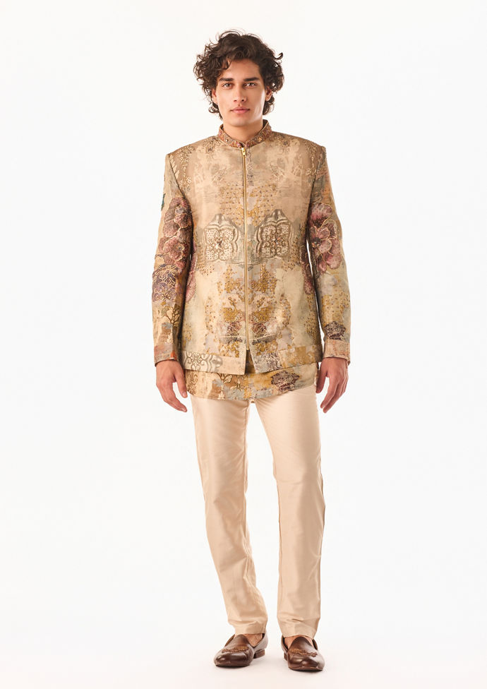 Twamev Men Beige Heritage Bomber Suit
