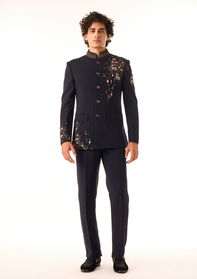 Twamev Men Midnight Blue Jodhpuri