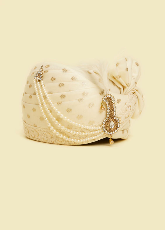 Twamev Men Cream Chanderi Safa