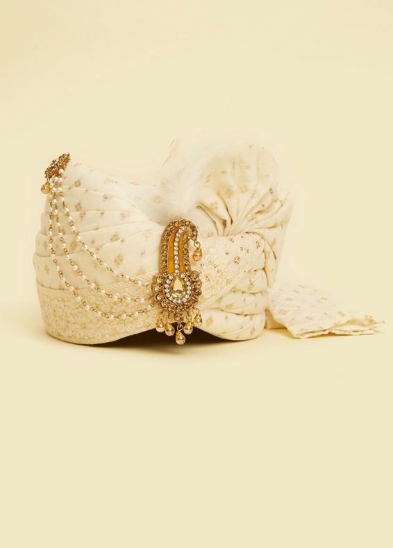 Twamev Men Cream Chanderi Safa