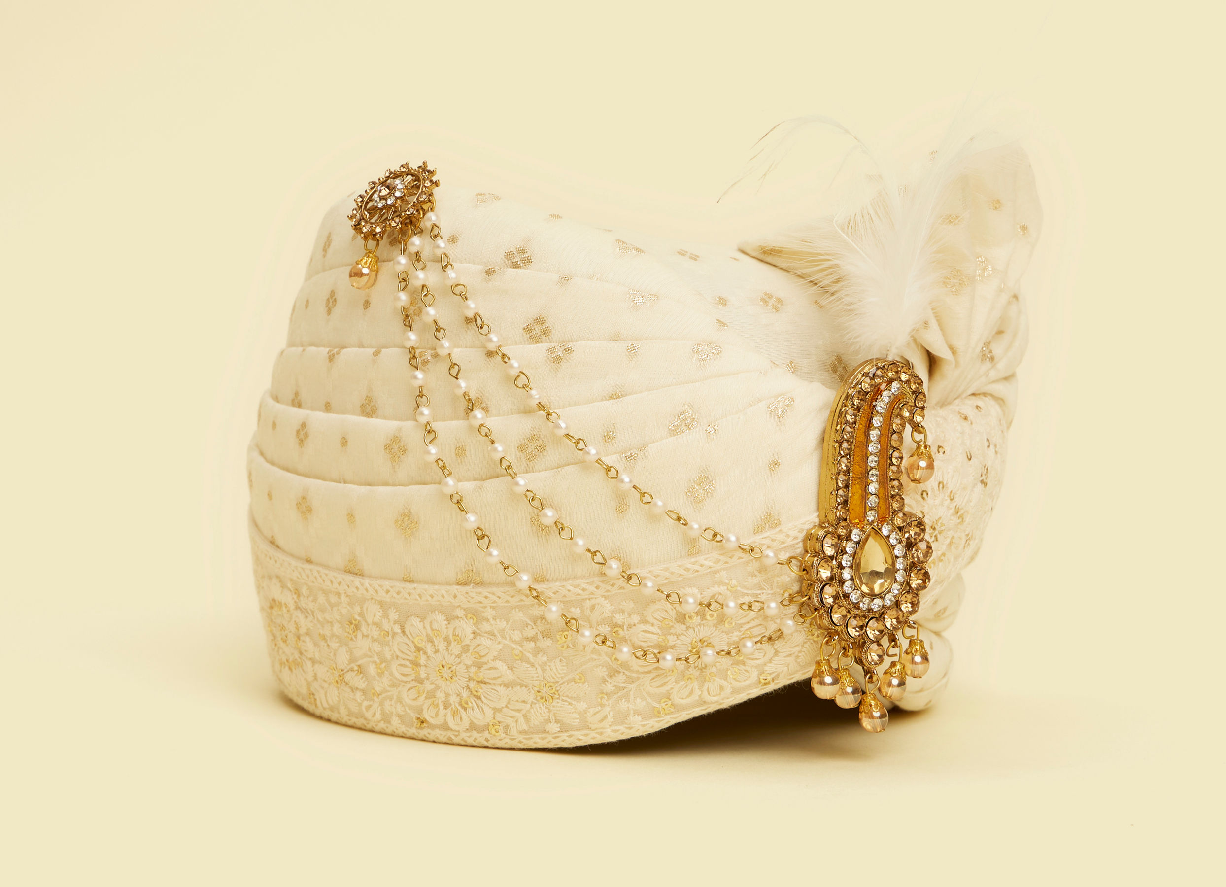 Twamev Men Cream Chanderi Safa