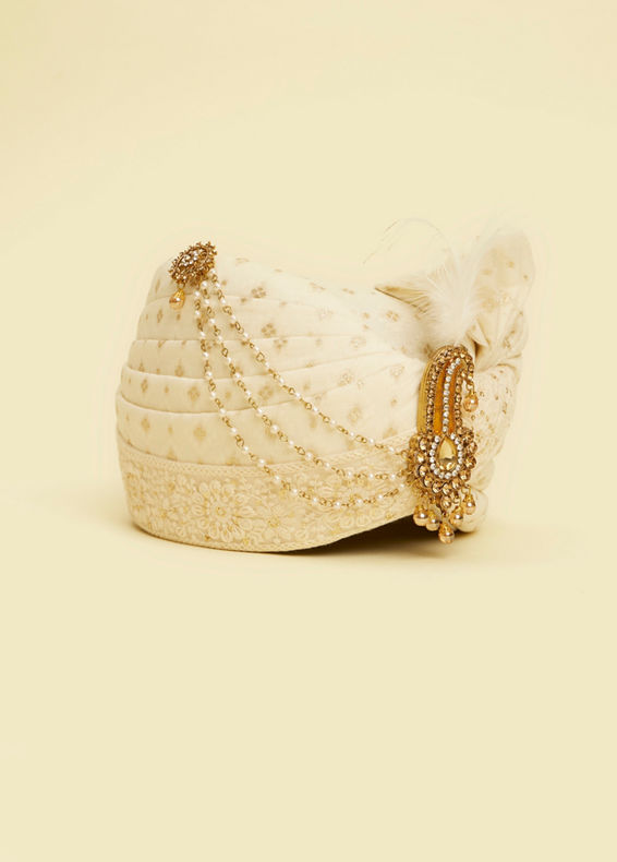 Twamev Men Cream Chanderi Safa